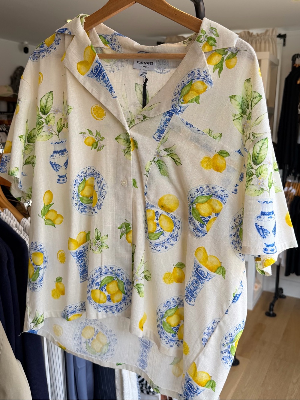 Italia Lemon Button Down Top